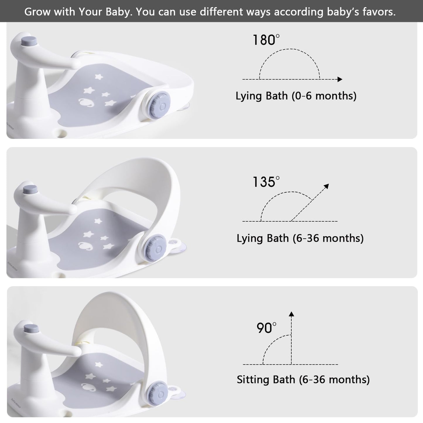 Bebamour Baby Bath Seat 6 Months + Child Bathtub Non-Slip Bath Chair, Water Jug