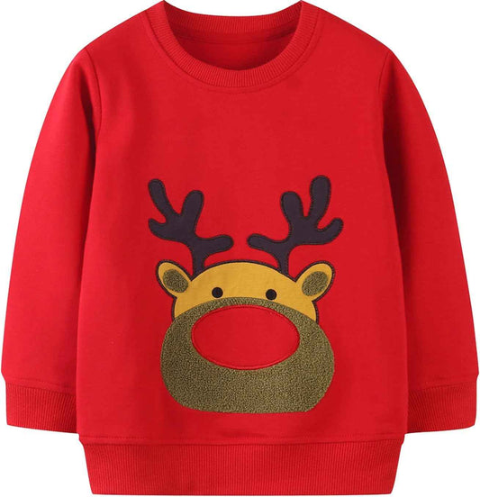 EULLA Kinder Mädchen Jungen Weihnacht Pullover Sweatshirt Weihnachtsoutfit Weihnachtspuli Christmas Xmas Rentier Weihnachtsmann Weihnachtskleidung 92 98 104 110 116 122
