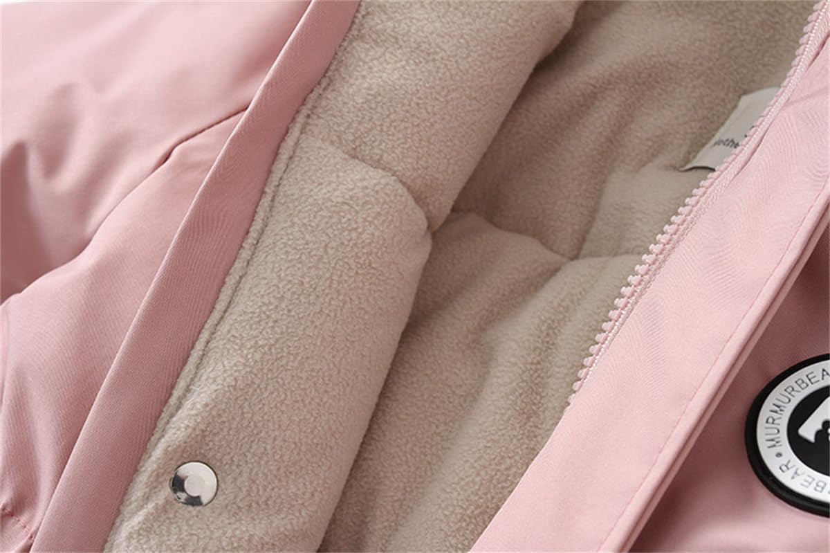 Alunsito Baby Boy Girl Snowsuit Kids Long Sleeve Hoodie Thick Jumpsuit Ski Suit Zip One-Piece Bodysuit Winter Warm Romper
