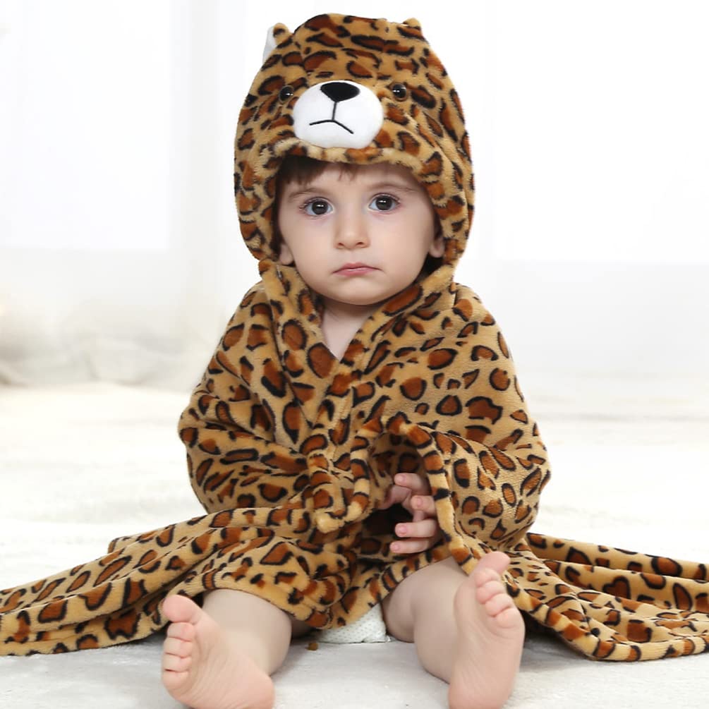 Doladola Baby Decke Babys Tier Design,Flanell Kinder Decke Kapuzenhandtuch für Mädchen und Jungen,Baby Kapuze Badeponcho Kinder Warm(gelbe Ente)