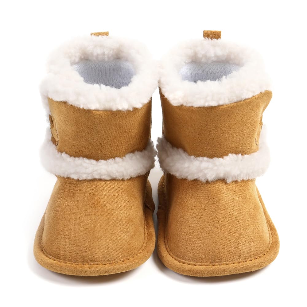 Baby Winter Warm Snow Boots Newborn Baby Girls Boys Soft Sole Buttons Fleece Boots Infant Toddler First Walker Shoes