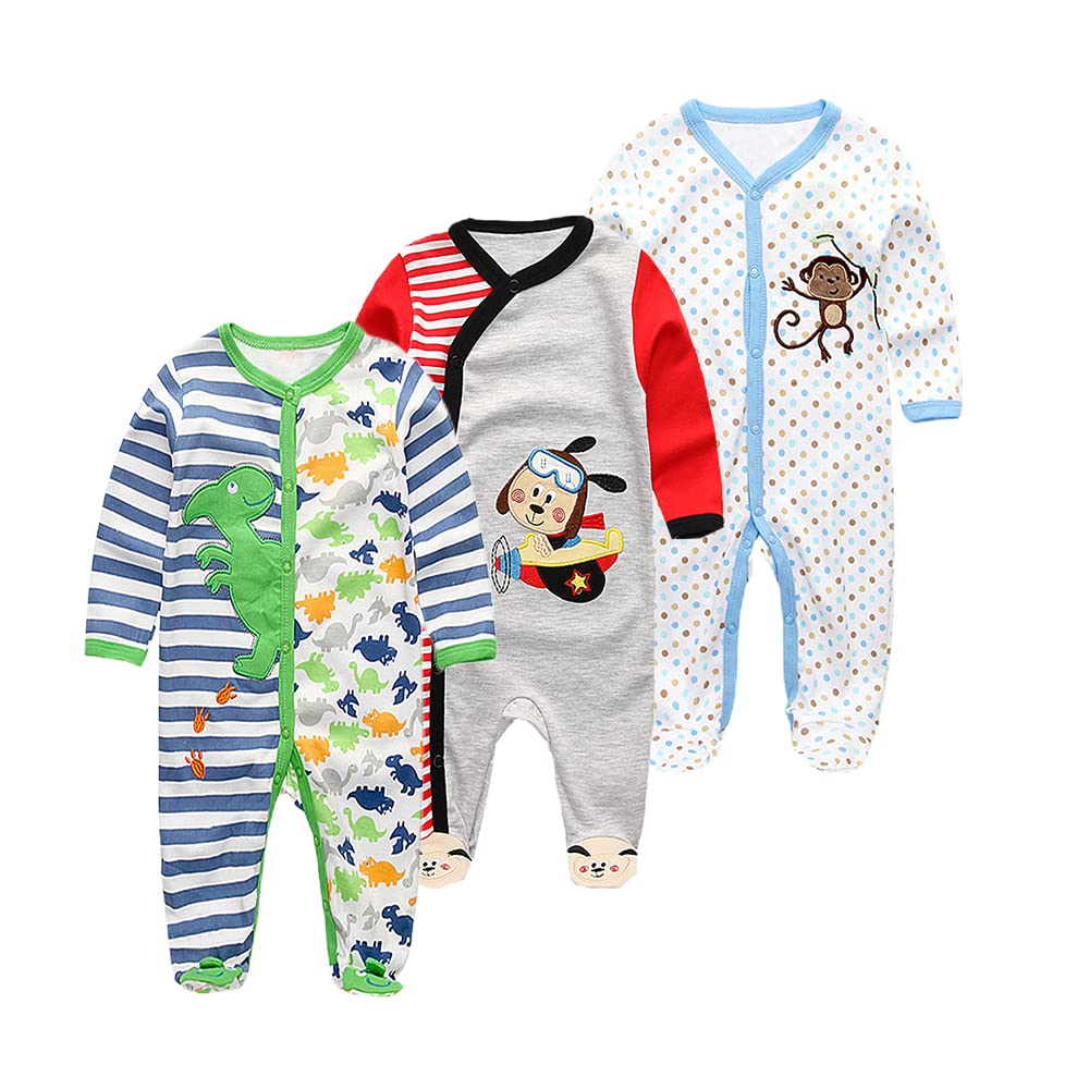 Chamie Baby Rompers Long Sleeve Cotton Rompers 0-3m/3-6m/6-9m/9-12m