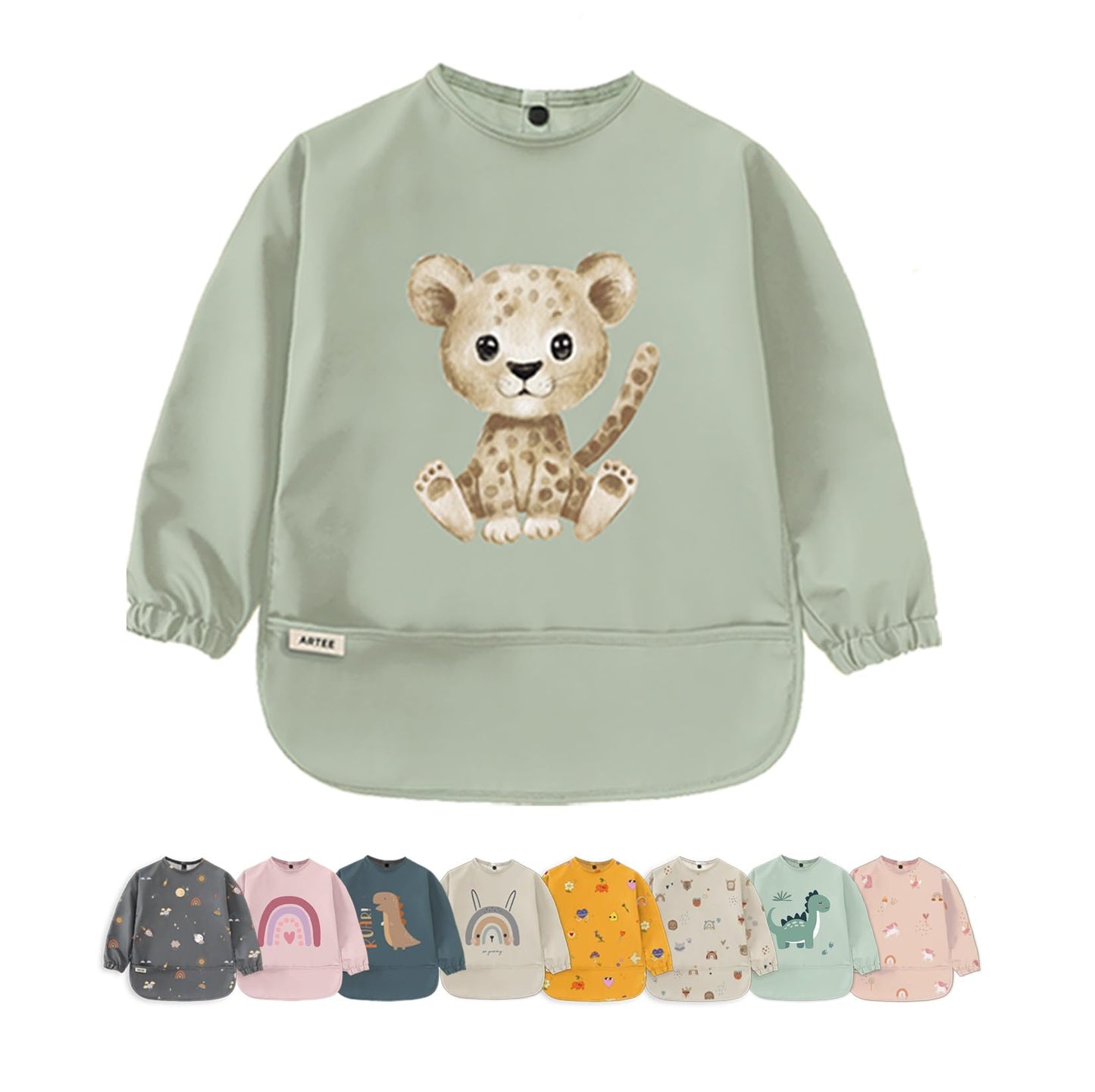 ARTEE Ärmellätzchen beschichtet wasserfest abwischbar Lätzchen mit Ärmeln, Baby, Wasserdichtes Lätzchen, ideal als Geschenk