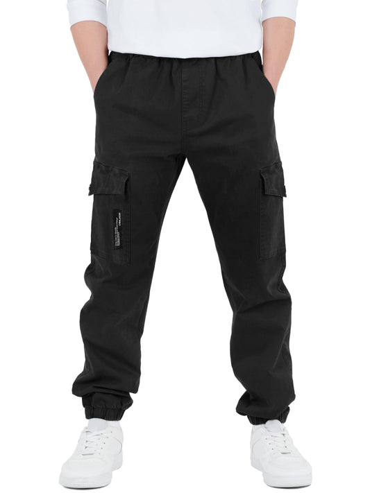 CAMLAKEE kids boys cargo pants jogger pants with elastic waistband