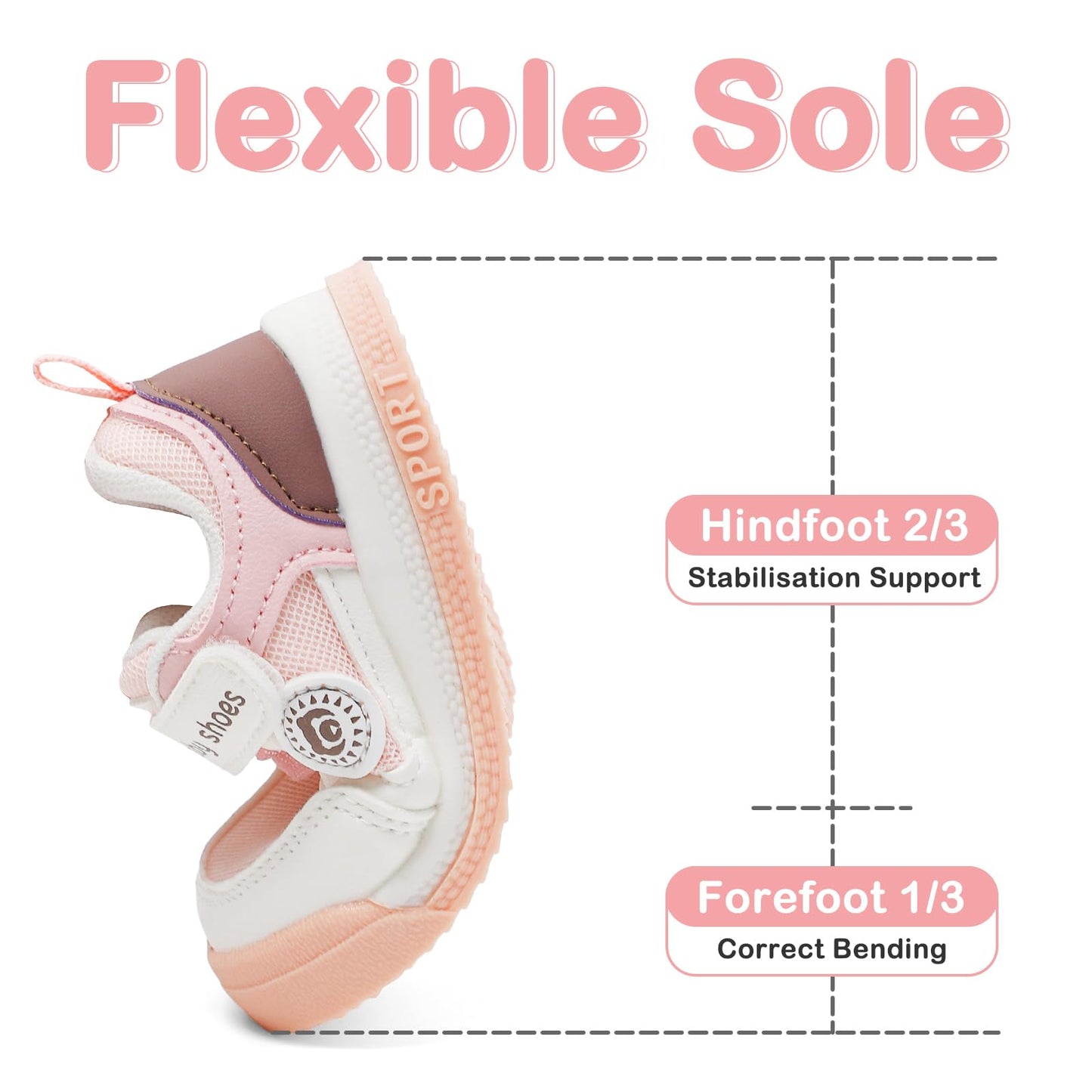 MASOCIO Babyschuhe für den ersten Schritt - Weiche flache Gummisohle, rutschfest, für Jungen und Mädchen, ideal für den Außenbereich