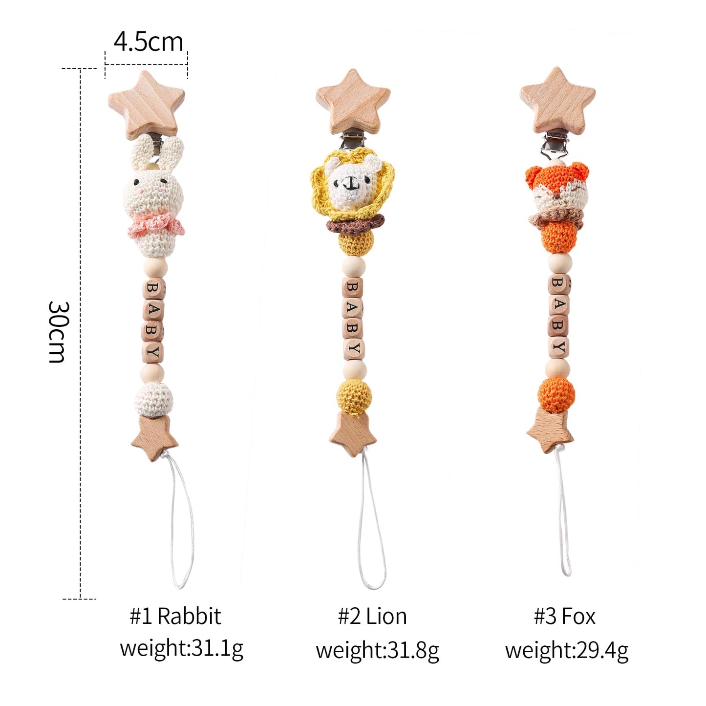 Mamimami Home Handgemachte Kaninchen Design Schnullerkette Stricken mit Häkchen,Schnullerband für Babys MäDchen und Junge