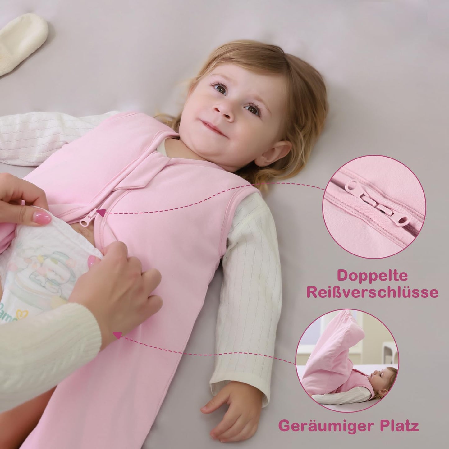 Mosebears Baby Sleeping Bag Winter 2.5 Tog, 100% Cotton Baby Winter Sleeping Bag for Babies 0-24 Months, M (6-12 Months)