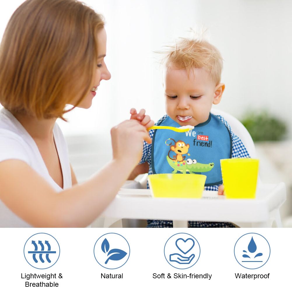 HOTUT Baby Bibs, 7 Pack Baby Water-Repellent Bibs, Soft and Absorbent Children's Bibs with Snap Fastener, Drool Bibs Burp Cloths Baby for Boys and Girls
