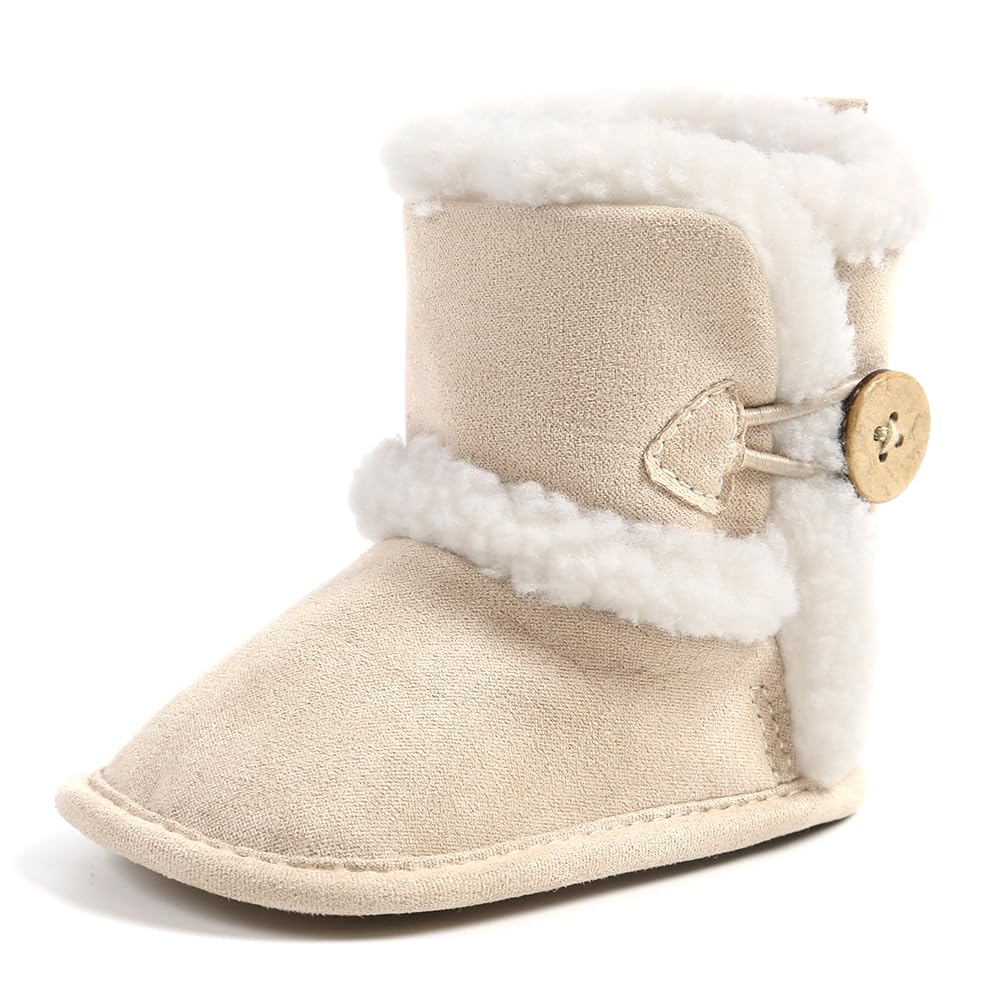 Baby Winter Warm Snow Boots Newborn Baby Girls Boys Soft Sole Buttons Fleece Boots Infant Toddler First Walker Shoes
