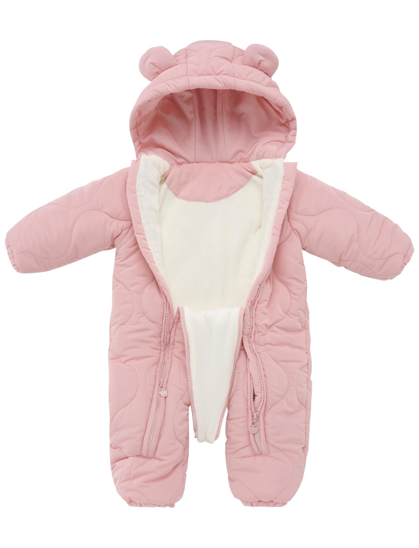 FEOYA Baby Winter Jumpsuit with Hood Snowsuit Down Suit Romper Thermal Outdoor Snow Jumpsuit Long Sleeve Down Shoes 3-18 Months