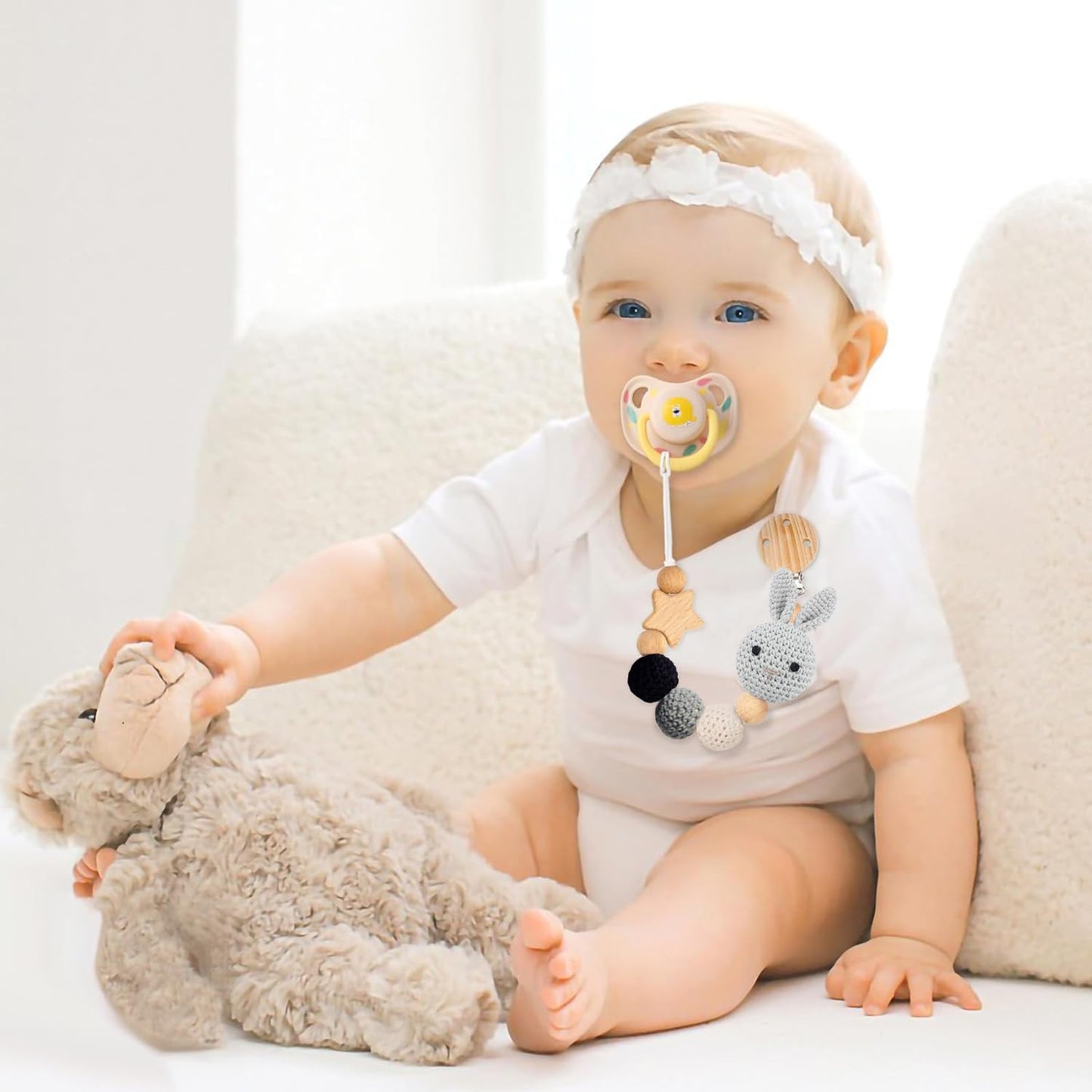 Handgemachte Kaninchen Design Schnullerkette - Geschenk für Babyparty, Geburtstag Weihnachten