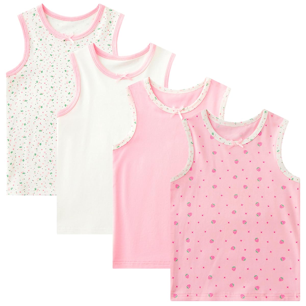 Lohhbve 4-Pack Kids Classic Solid Camisole Undershirts for 2-10 Years Toddler Girls Cotton Racerback Tank Top Multipack