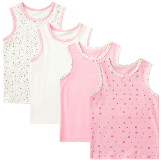 Lohhbve 4er-Pack Klassische, solide Camisole-Unterhemden für Kinder für 2–10 Jahre, Kleinkind-Mädchen, Baumwoll-Racerback-Tanktop, Multipack