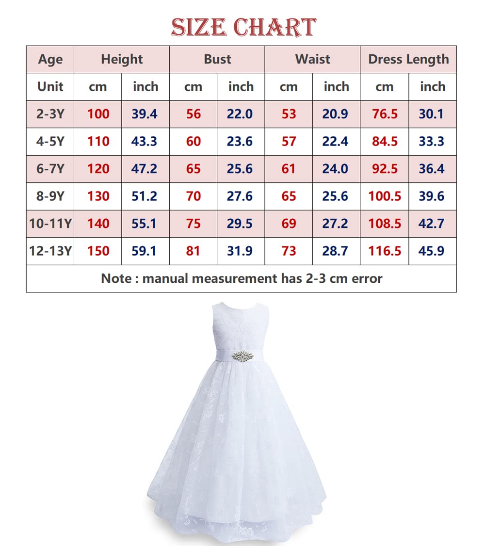 TYHTYM Blumenmädchen Kleid, Festzug, Hochzeit, Spitzenkleid, Abschlussballkleid, Mädchen, Partykleid, Flattern Ärmel, Weiß