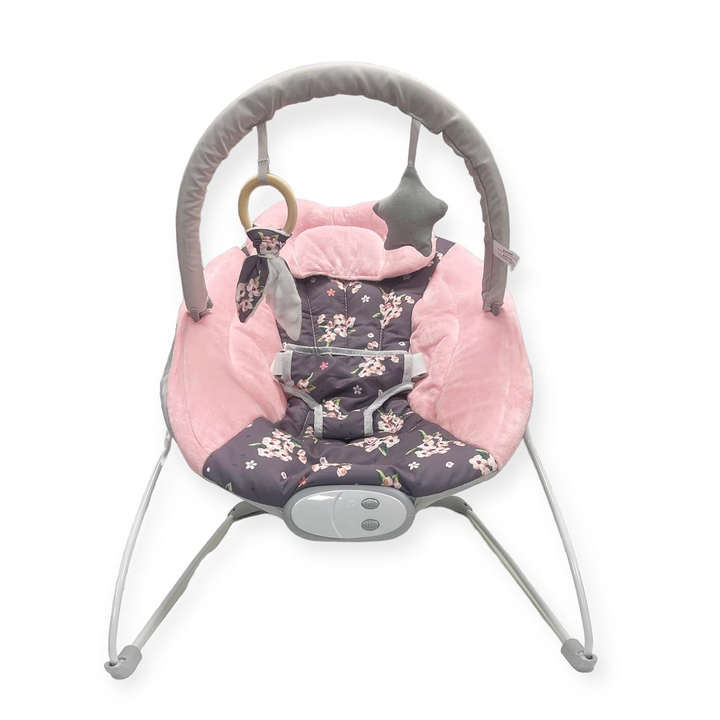 Ladida Babywippe mit beruhigenden Vibrationen, Musikmelodien, maschinenwaschbarem Sitzpolster, rutschfesten Füßen und abnehmbarem Spielzeugbügel mit 2 schönen Spielzeugen 148