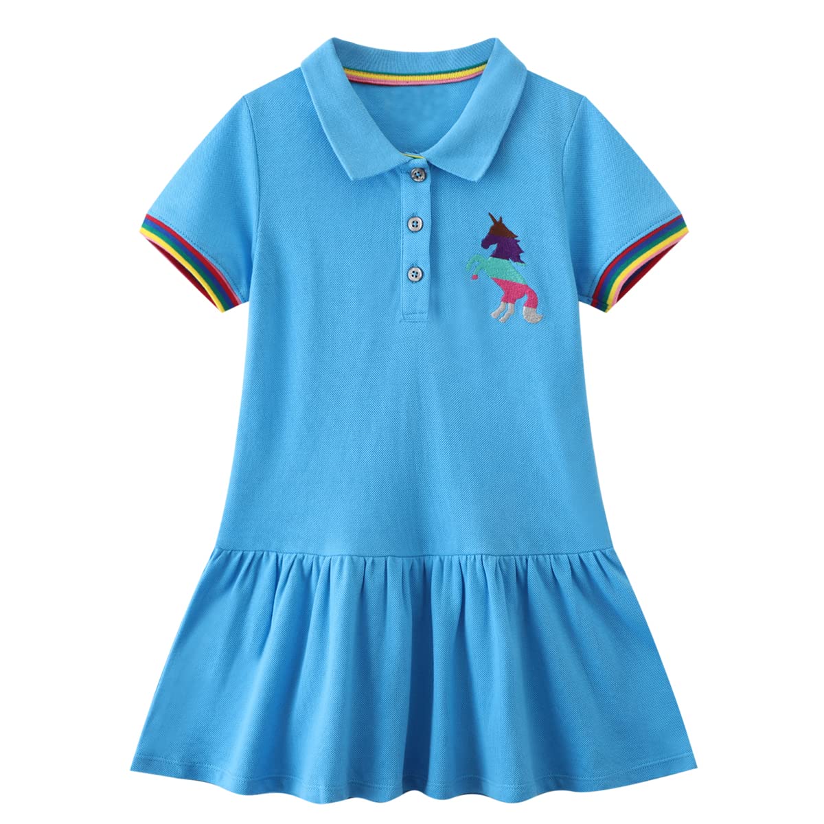 Beilei Creations Mädchen Kleider Kurzarm Baumwolle Kinder Kleid Süßes Muster Gr.85-140