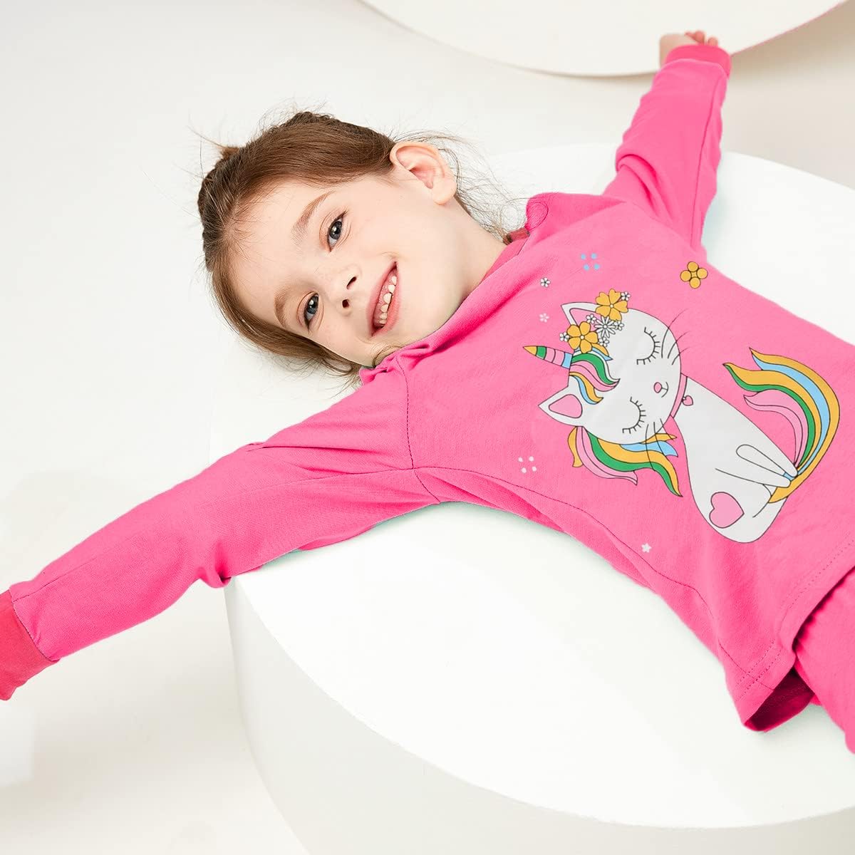 EULLA Kinder Mädchen Schlafanzüge Langarm Baumwolle Winter Pyjama Set Einhorn Prinzessin Dino Hase Eule Zweiteilig Nachtwäsche 1-10 Jahre 92 98 104 110 116 122 128 134 140