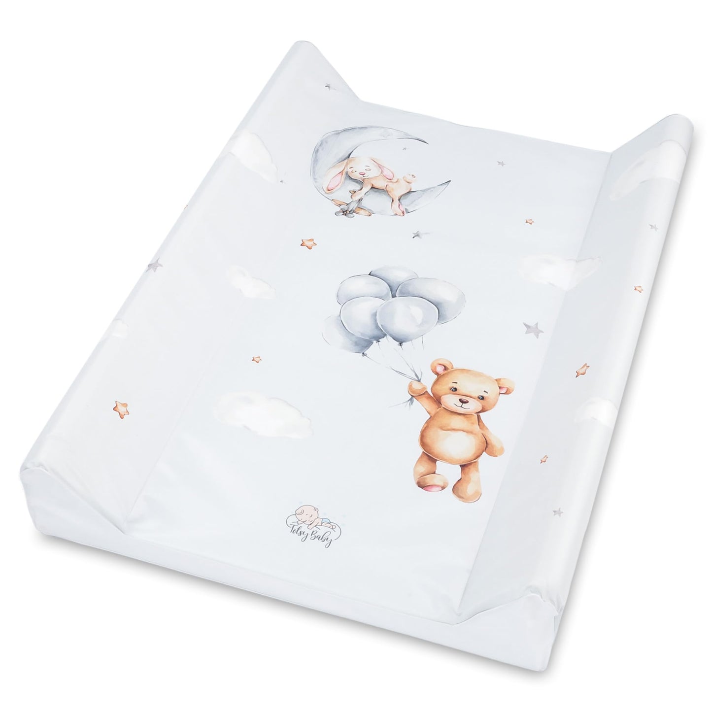 Wickelunterlage Wickelauflage Keil 70x47 cm - Wickeltischauflage für Babys abwaschbare und wasserdichte Wickelmulde ideal für Babybett und Wickeltisch Kaninchen Motiv