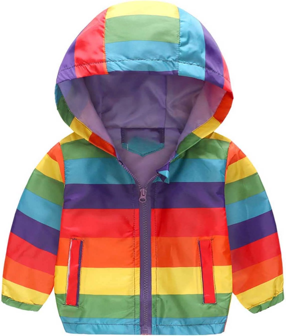 KQIVAM Children's Rain Jacket Transition Jacket Waterproof Outdoor Jacket Windproof with Hood Waterproof Jacket for Children Unisex Rainwear for Girls and Boys