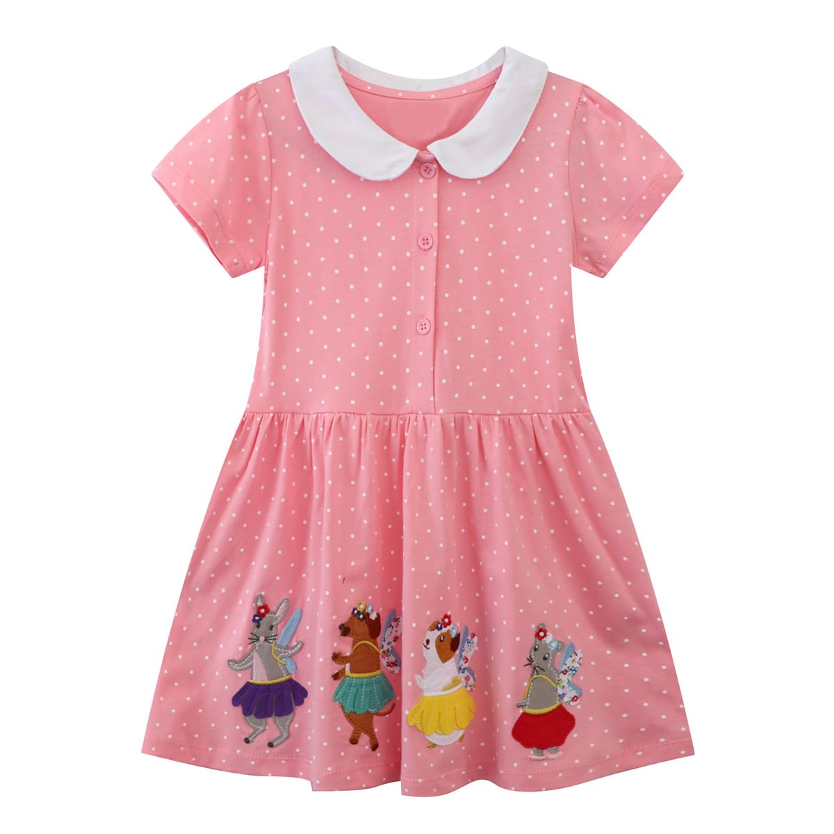 Beilei Creations Mädchen Kleider Kurzarm Baumwolle Kinder Kleid Süßes Muster Gr.85-140