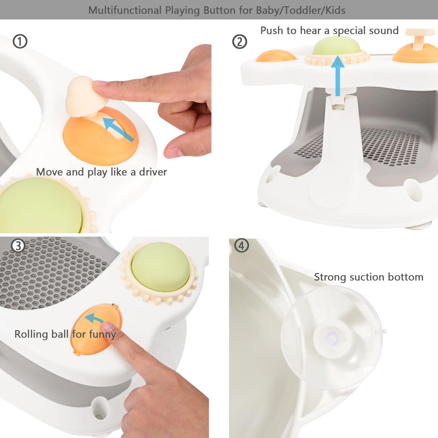 Bebamour Baby Bath Seat 6 Months + Child Bathtub Non-Slip Bath Chair, Water Jug