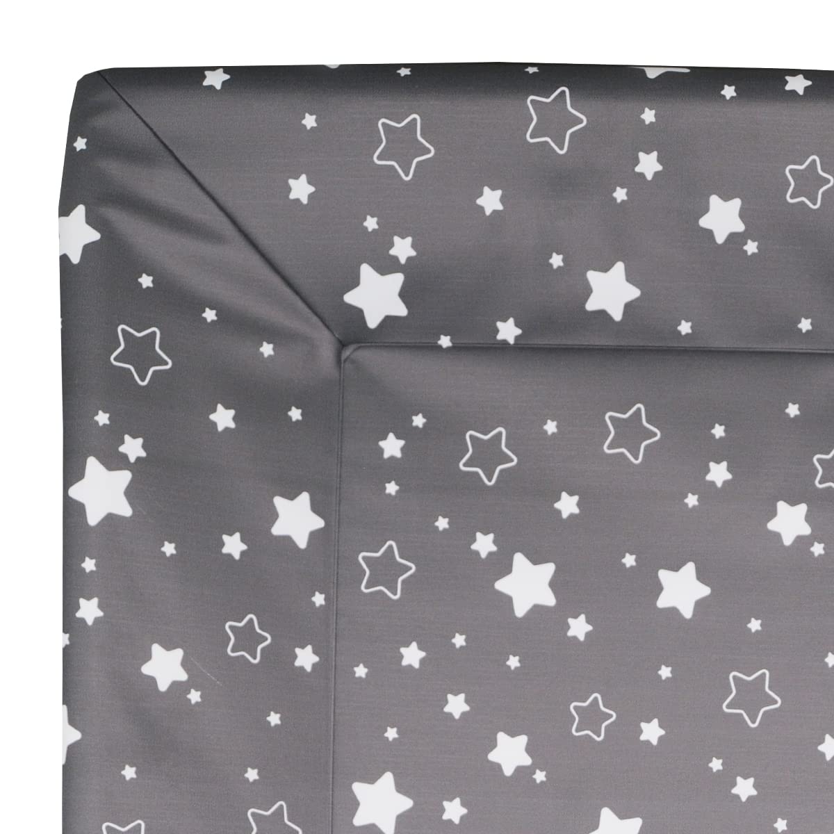 babyCalin Luxury Star Wickelauflage Dunkelgrau 50 x 70 cm - Mit aufgedruckter Maßtabelle