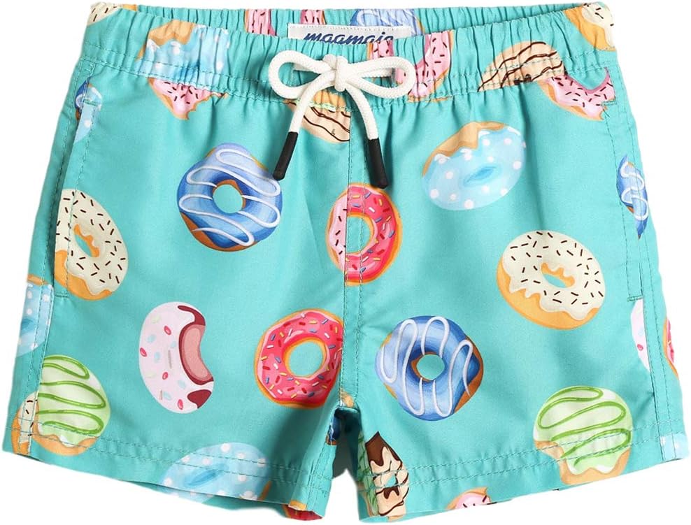 MaaMgic Boys’ Small Swimming Shorts, Quick-Drying Board Shorts with Mesh Lining, Pockets and Adjustable Drawstring