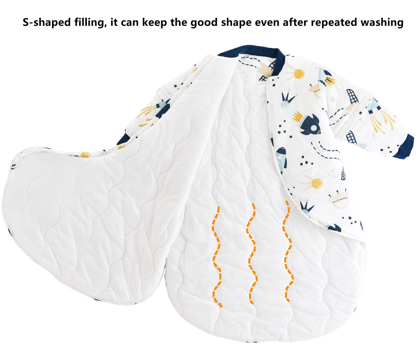 Chilsuessy Baby Sleeping Bag Winter with Removable Long Sleeve Organic Cotton Baby Sleeping Bag Small Children All-Year Sleeping Bag Pyjamas for Boys and Girls, Crown/2.5 Tog, 75-90 cm