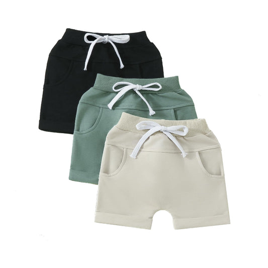 Himllauen Baby Jungen Shorts 3er-Pack Sommer Einfarbig Shorts 0-3 Jahre Kinder Kurze Hosen