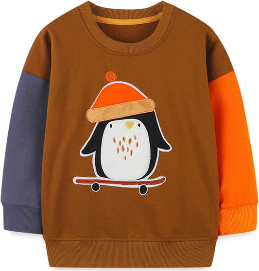 MUJOQE Jungen Sweatshirt Baumwolle Pullover Kinder Warme Langarm Shirt Activewear Tops 1-7 Jahre