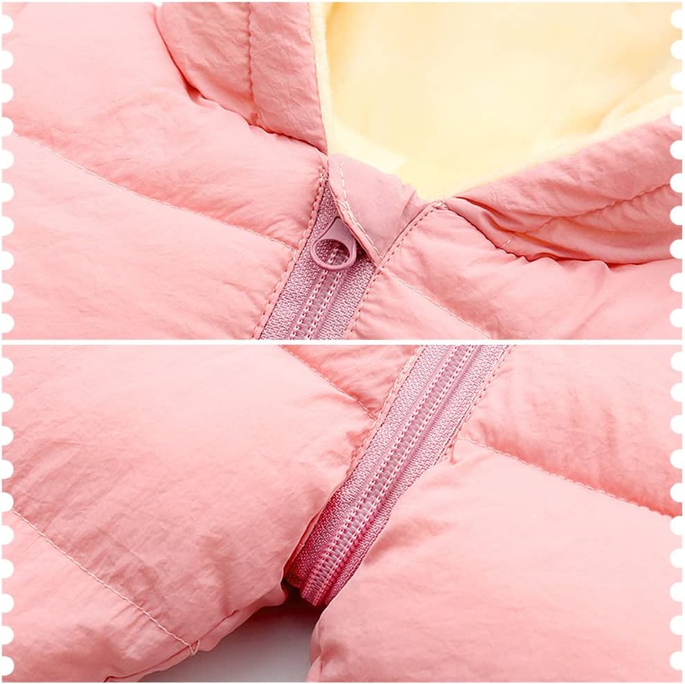 LSERVER Neugeborener Strampler Baby mit Kapuze Fleecever Dickter Jungen Schneeanzug Mädchen Warmer Daunen Overall Kinder Niedliche Winter Anzüge, Schwarz, 80