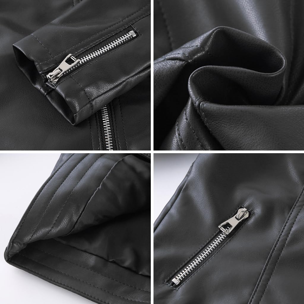 linboo Leather Jacket Boys Transition Jacket Spring Autumn Kids Bomber Jacket Motorcycle Biker Jacket Girls Faux Leather Jacket