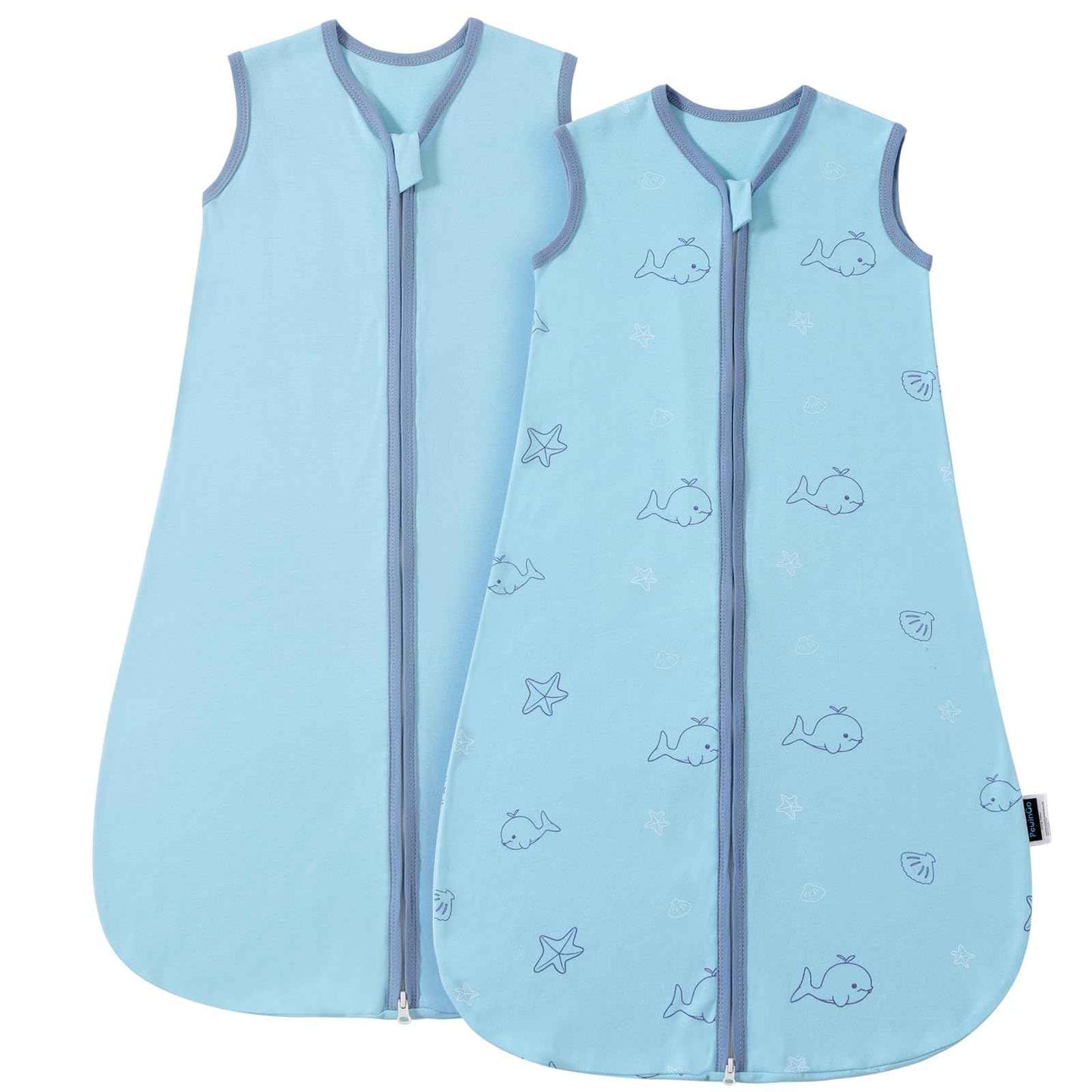 PewinGo Baby Sleeping Bag, 0.5 Tog, 2 Pieces, Made of 100% Cotton, for Newborns 0-6 Months, Double Zip, Soft & Breathable, Machine Washable (Beige)