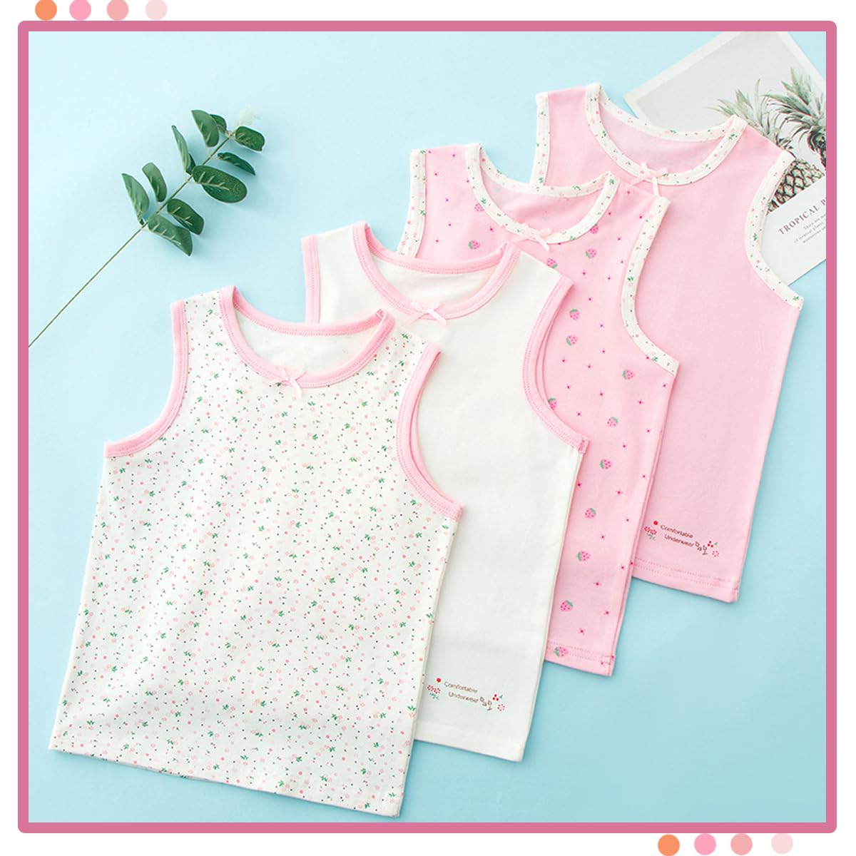 Lohhbve 4-Pack Kids Classic Solid Camisole Undershirts for 2-10 Years Toddler Girls Cotton Racerback Tank Top Multipack