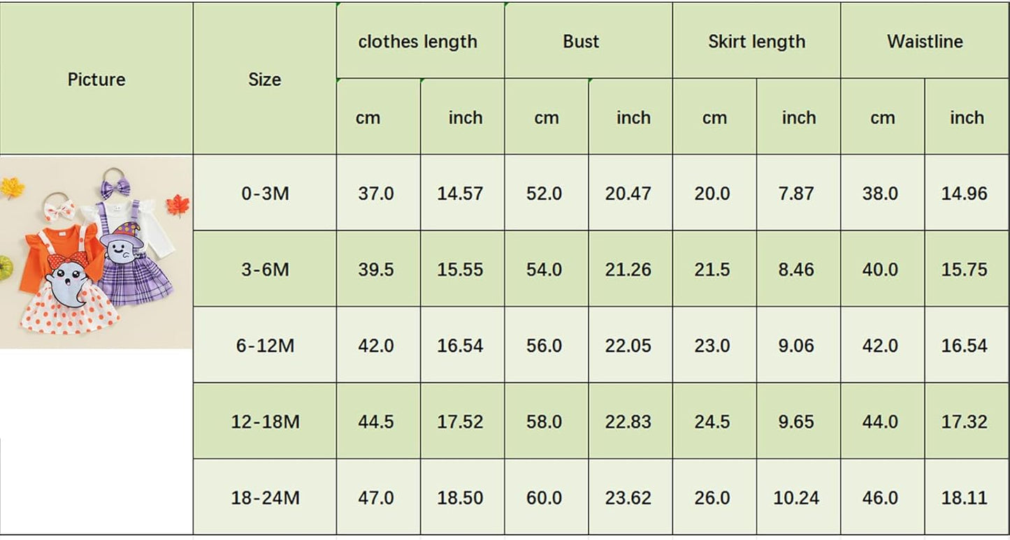 ESSECMBS Infant Baby Girl Halloween Romper Skirt 3 Pieces Clothing Set Long Sleeve Ruffle Shoulder Body Braces Pumpkin Ghost Skirt Headband Girls All Saints Clothing
