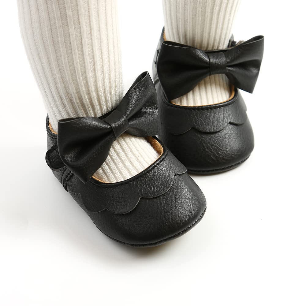 MASOCIO Babyschuhe für Mädchen mit Schleife – Rutschfeste Party Ballet Flats für Kleinkinder
