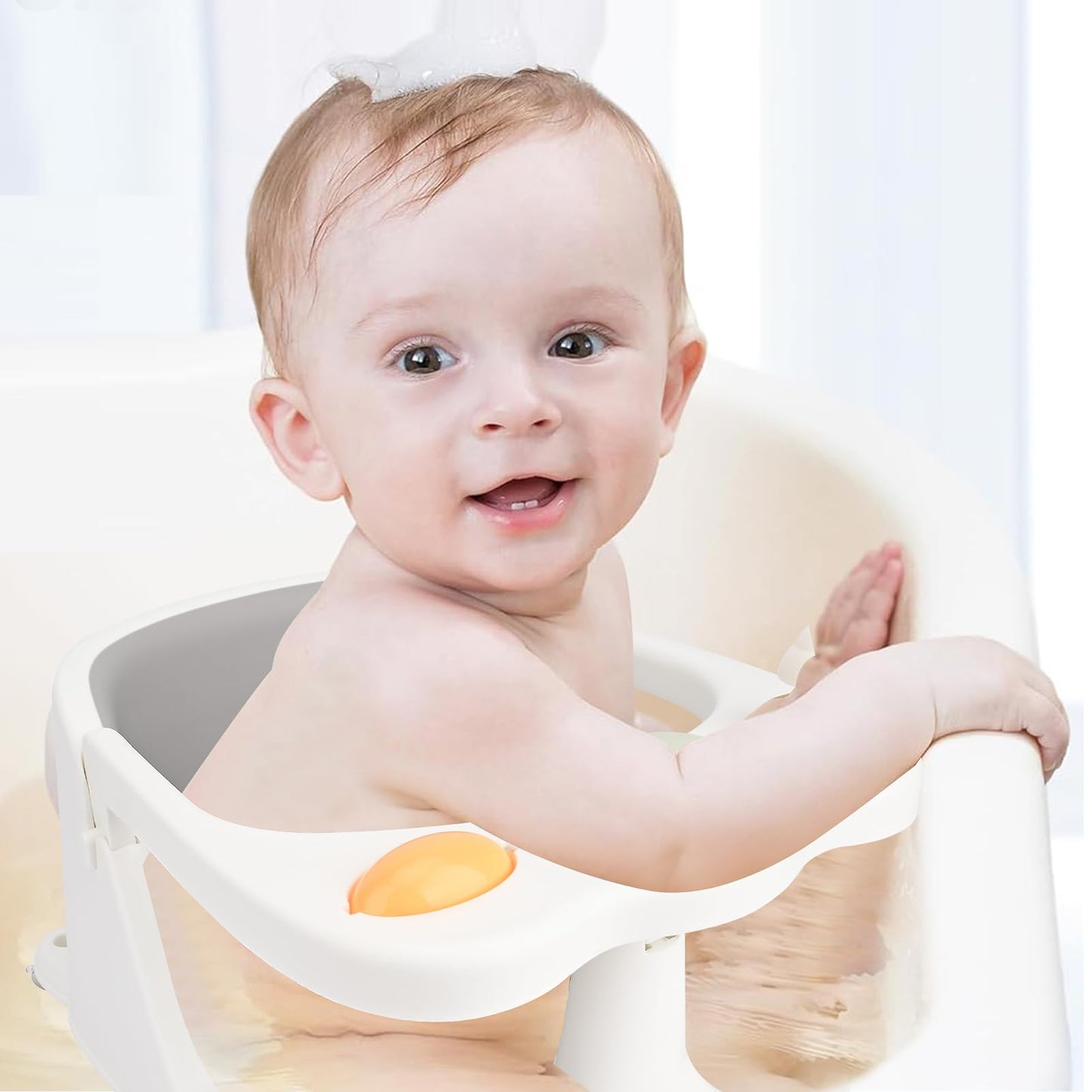 Bebamour Baby Bath Seat 6 Months + Child Bathtub Non-Slip Bath Chair, Water Jug