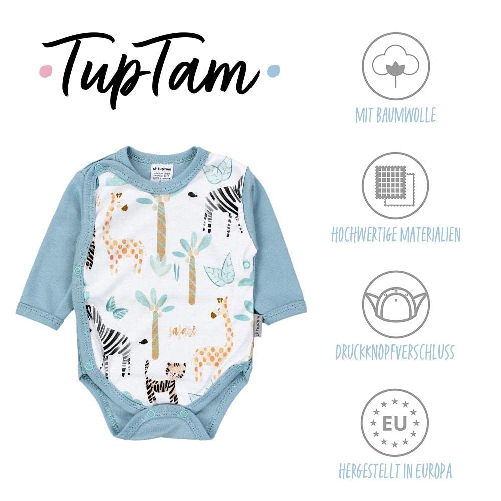 TupTam Baby Kleidung Set Jungen Langarm Bekleidung Neugeborene Füßlingen Hose Body Strampler Mütze 5 tlg