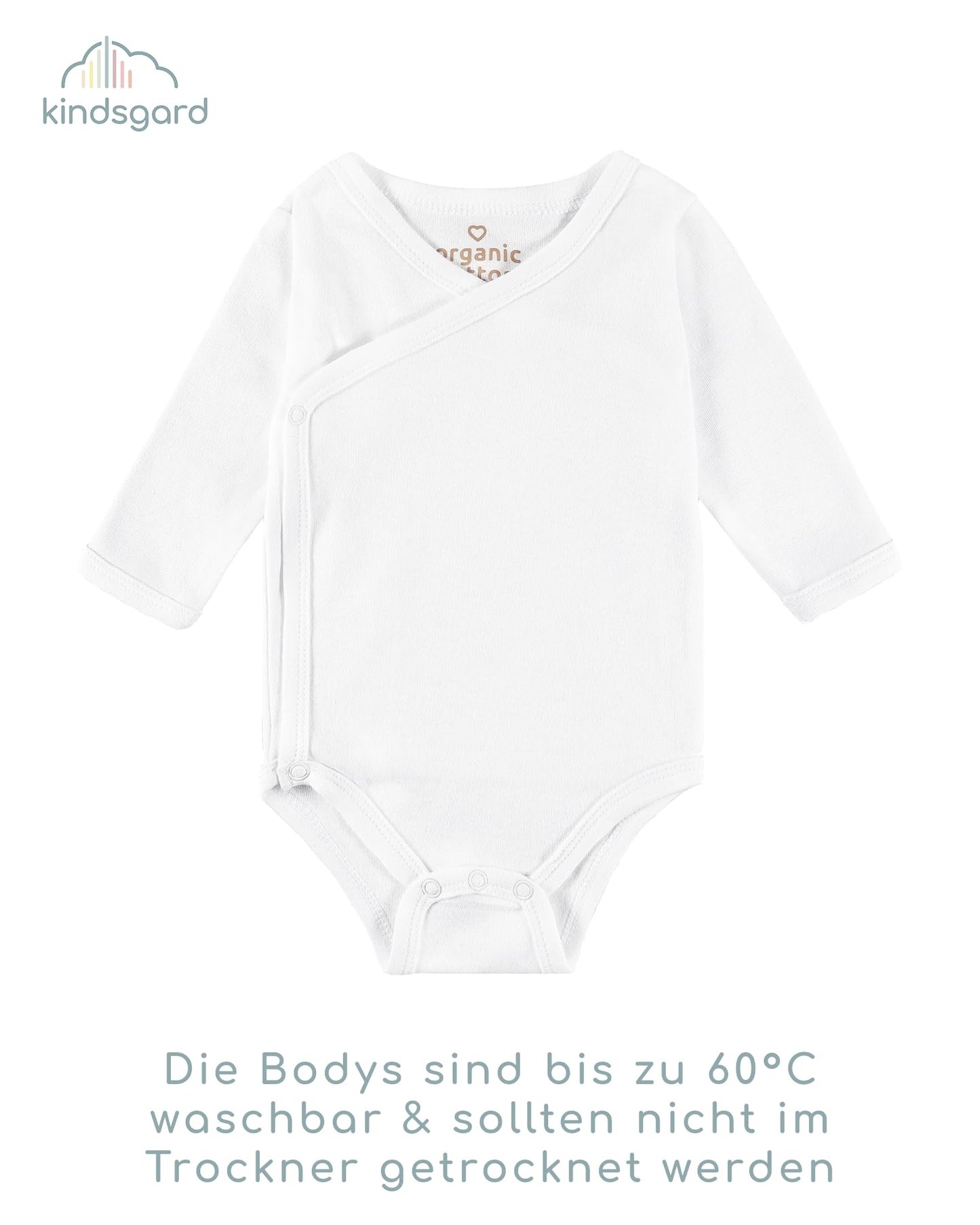 Kindsgard Baby Long-Sleeved Wrap Bodysuit Trunder - Soft and High-Quality 100% Organic Cotton