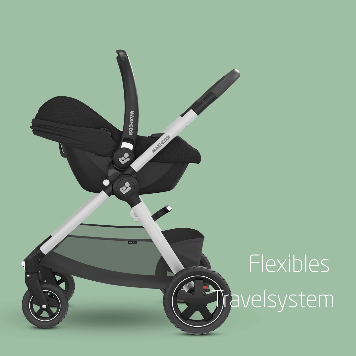 Maxi-Cosi CabrioFix i-Size, Babyschale, 0–12 Monate, max. 12 kg, leichter i-Size Kindersitz (3,2 kg), Sonnenverdeck, gepolsterter Sitz, für viele Maxi-Cosi Kinderwagen, Essential Green - Meloni2