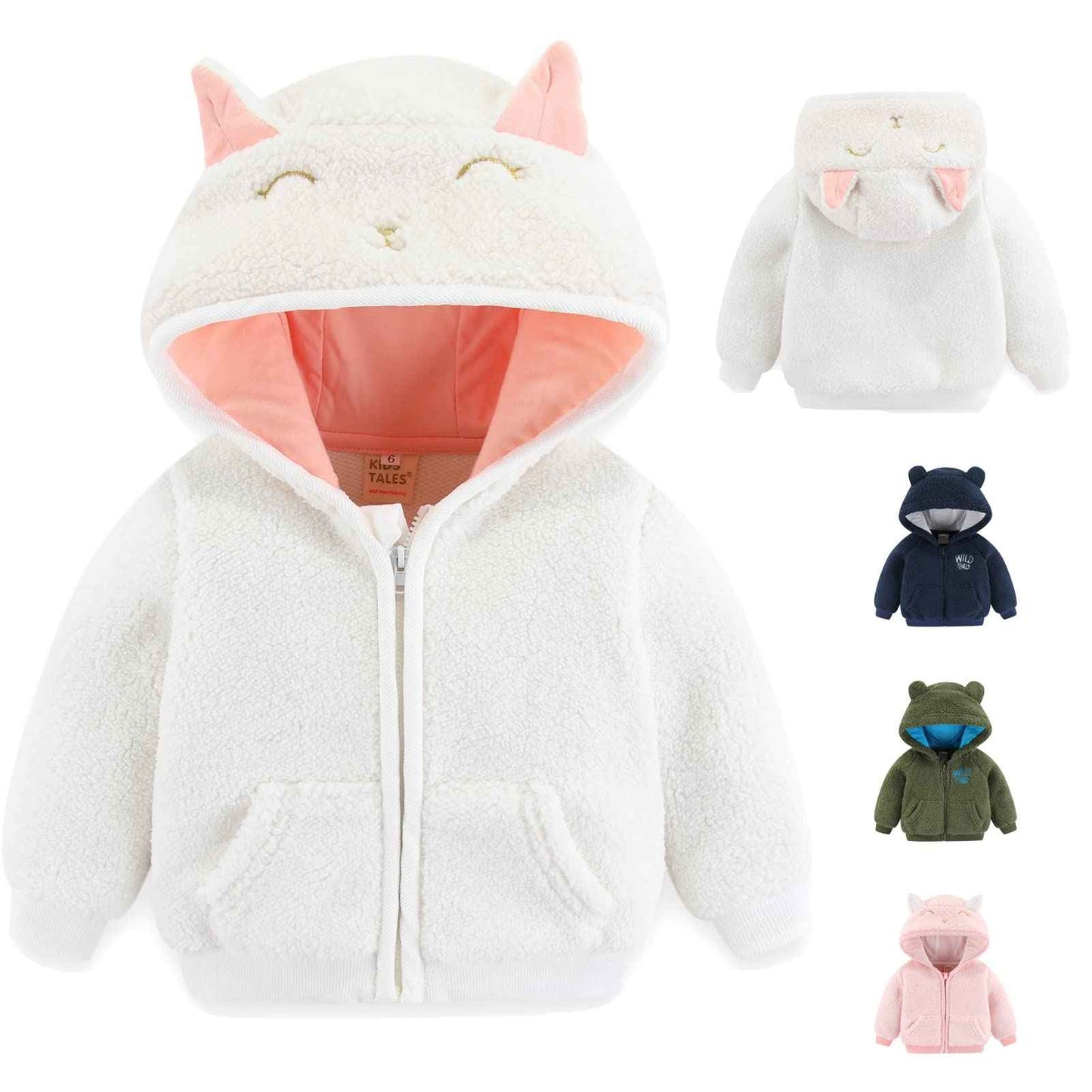Gajaous Newborn Baby Girls Boys Fleece Hooded Jacket Zip Bear Coat Warm Winter Outwear