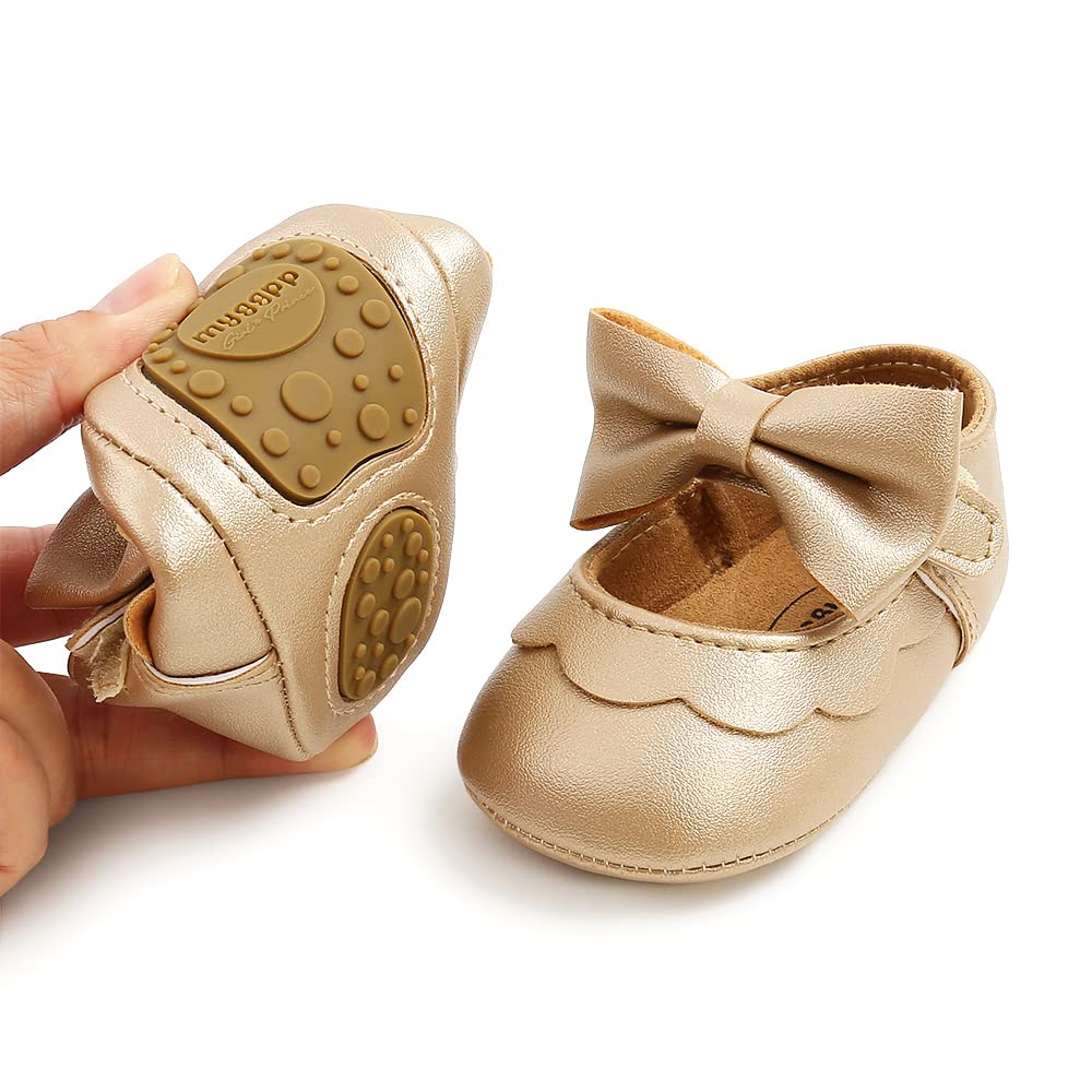 MASOCIO Babyschuhe für Mädchen mit Schleife – Rutschfeste Party Ballet Flats für Kleinkinder