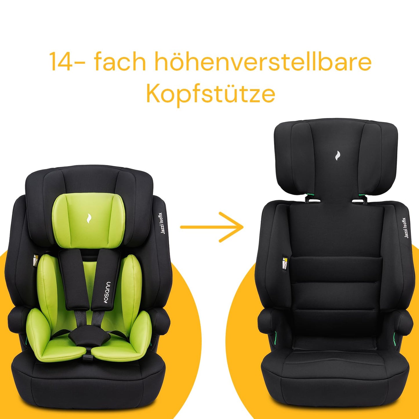 Osann Jazzi Isofix – Der sichere Kindersitz ab 1 Jahr (76–150 cm), mitwachsend mit Isofix & Top-Tether, Schutz & Geborgenheit auf jeder Fahrt - Sunset