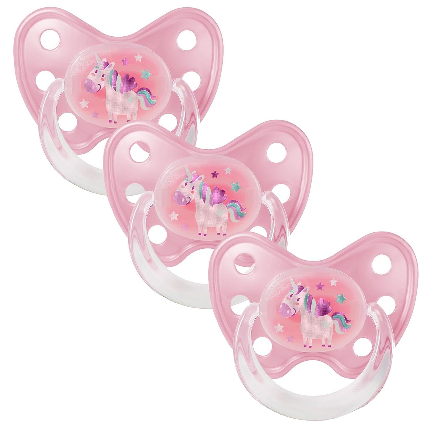 dentistar Silikon Schnuller 3er-Set - Größe 3, ab 14 Monate - Zahnfreundlicher Nuckel mit Dentalstufe – BPA-frei - Made in Germany - Einhorn, Rosa - Meloni2