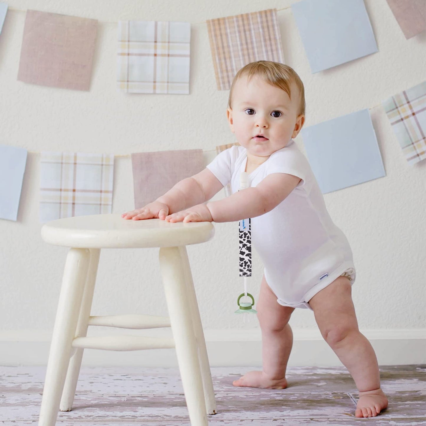 Smlpuame Baby Schnullerkette Mädchen Junge,6 Stück BPA-Frei Schnullerband Stoff Mädchen Junge,Schnuller Kette Nuckelkette Passen Die Meisten Schnuller und Beißspielzeug,Dummy Clips für Baby (Tier)