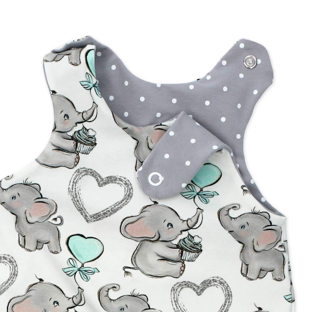 Rompers player elephants white grey