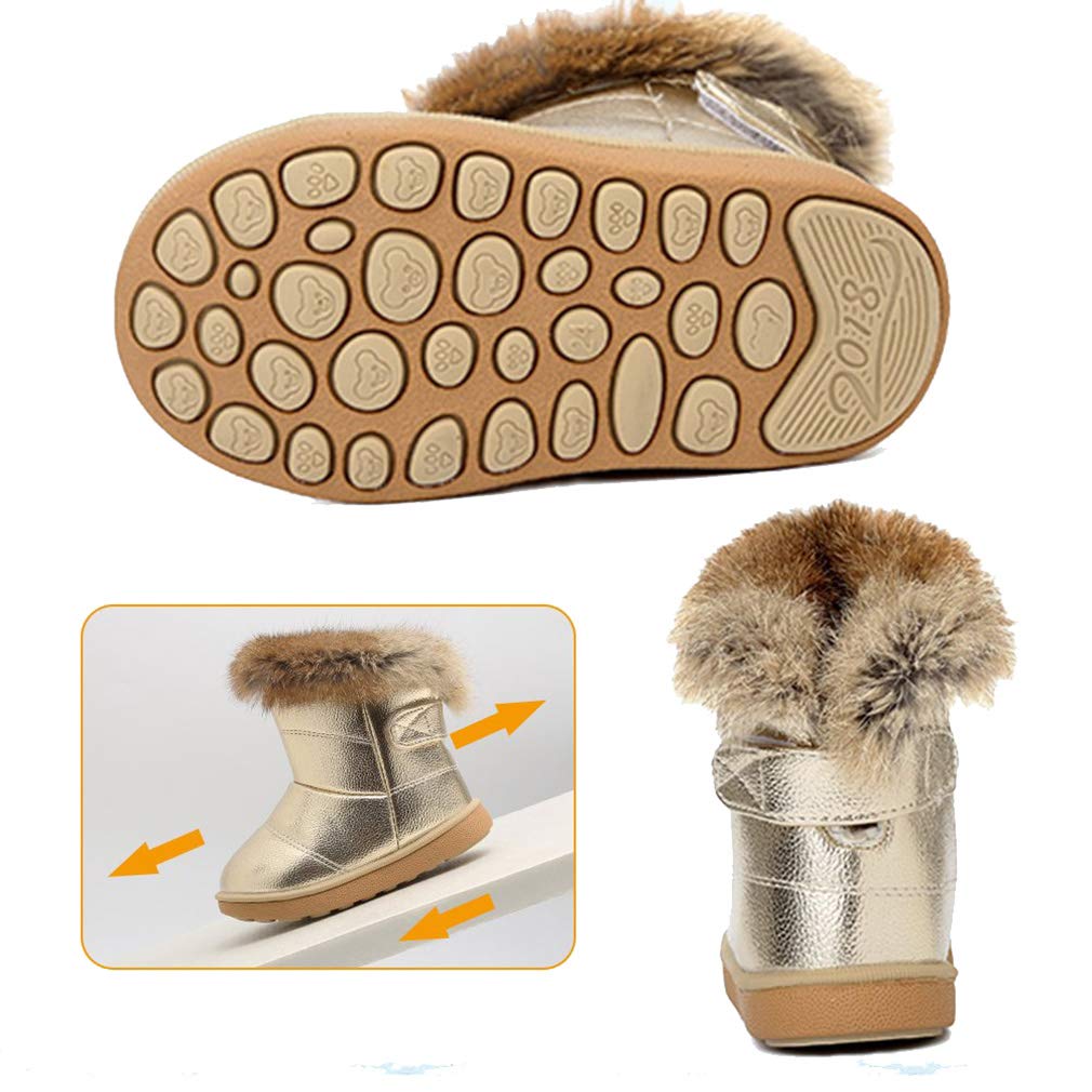 KVbabby Winter Shoes, Girls’ Warm Lined Winter Boots, Children's Ankle Boots, Waterproof Snow Boots, Soft Soles, Slip-On Boots