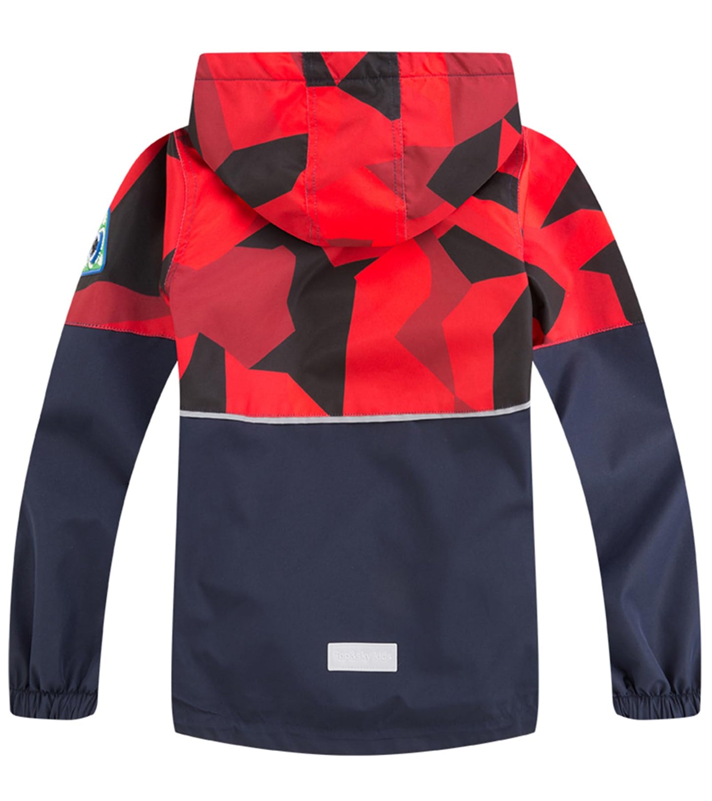 LAUSONS Children's Lined Rain Jacket Boys Camouflage Waterproof Jacket Lightweight Transition Jacket with Removable Hood