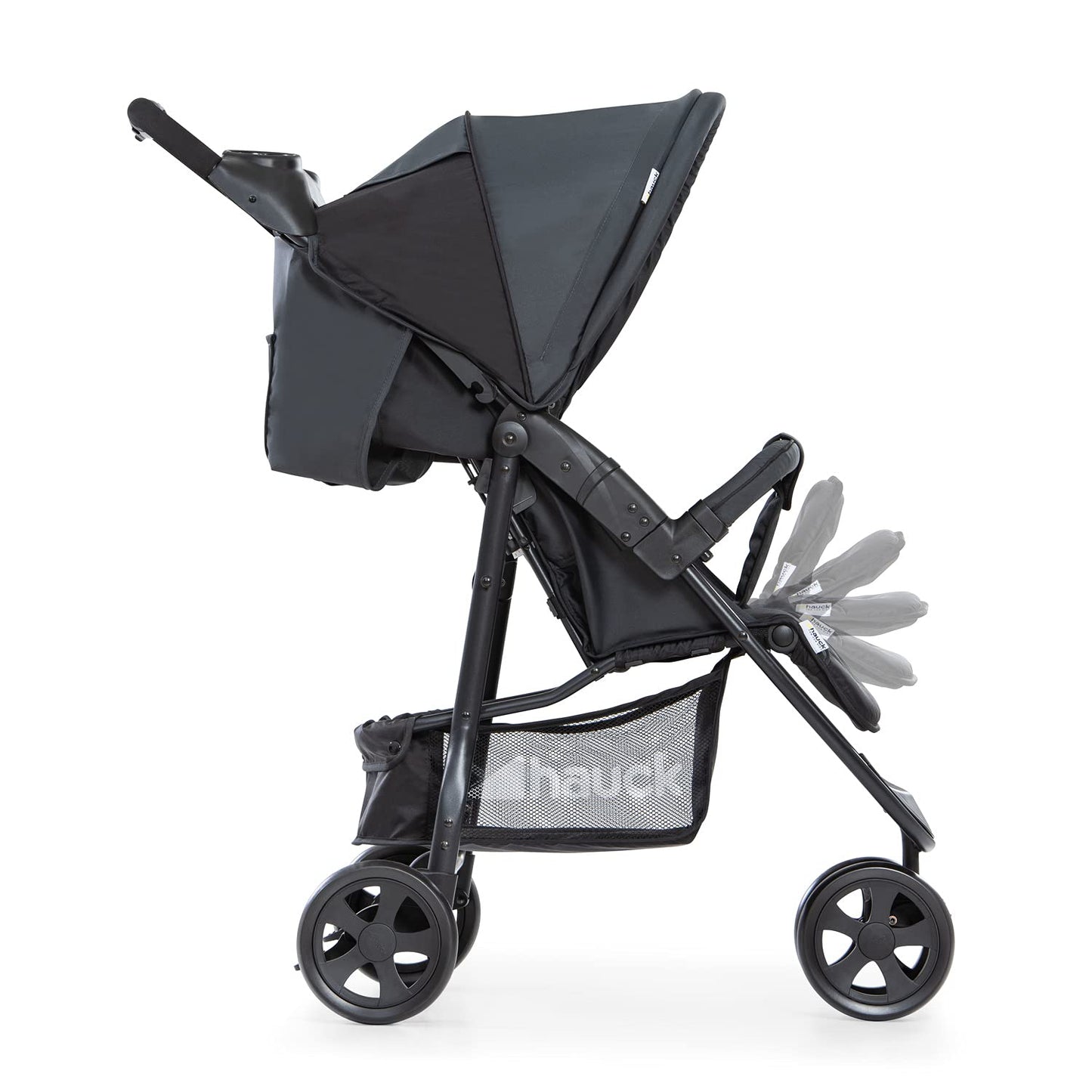 hauck Buggy Citi Neo II mit Getränkehalter, Einhändig Klein Faltbar, für Kinder ab Geburt bis 22 kg mit Liegefunktion, Tasche im Verdeck, XL Korb bis 3 kg (Black)