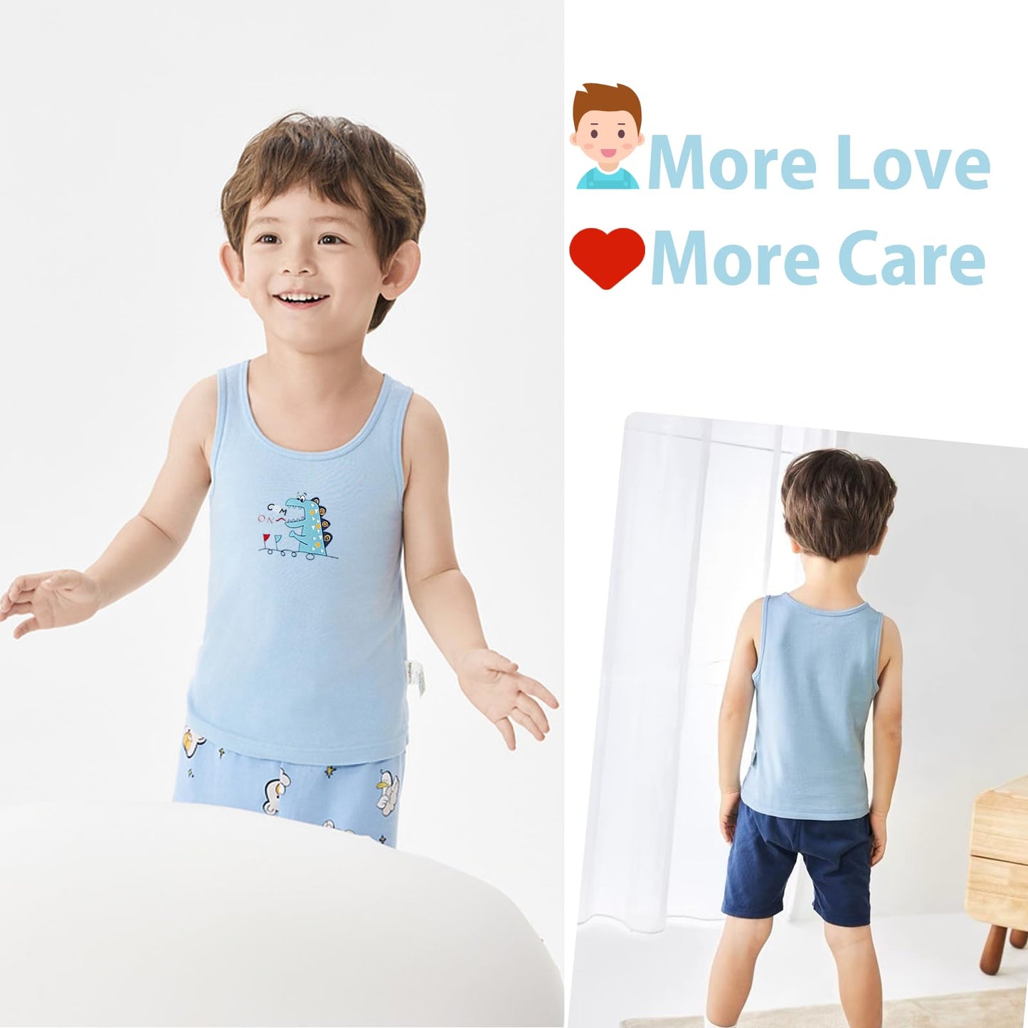 Boletochic 2-10 Years Boys' Vests Cotton Sleeveless Underwear Boys Breathable Soft Tank Tops Pack of 5